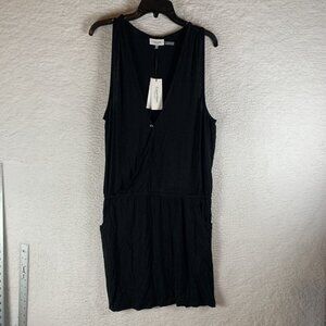Calvin Klein Swim Cover-Up Women's S/M Black Rayon Surplice Neck Racerback S9495
